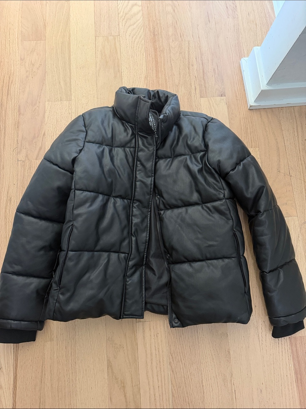 Marc New York Black Puffer Jacket - Quilted Faux Leather
